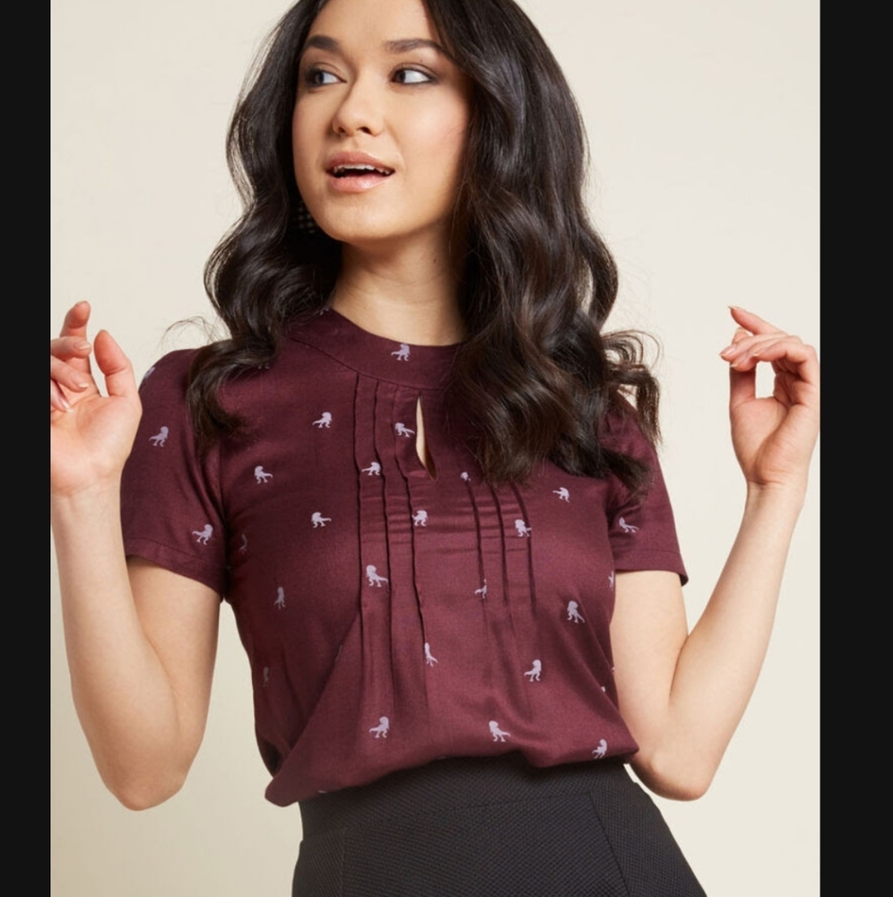 3/$30 TREX Dinosaur Work Office Shirt keyhole